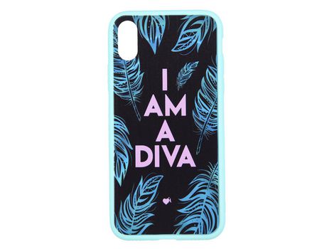 Funda I'm a diva borde azul para iPhone XR - Oficial de La Vecina Rubia