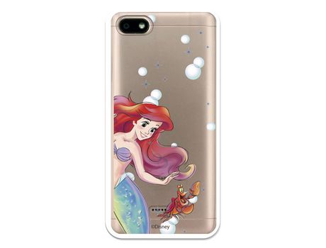 Funda Oficial Disney Sirenita y Sebastian Transparente para Xiaomi Redmi 6A - La Sirenita