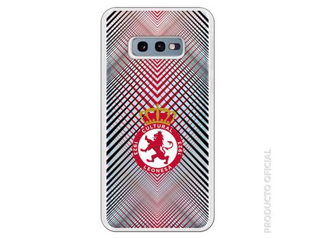Funda Oficial Cultural y Deportiva Leonesa Escudo trama roja y negra clear para Samsung Galaxy S10e
