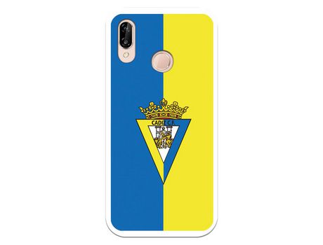 Funda para Huawei P20 Lite del Cádiz Escudo Fondo Bicolor - Licencia Oficial
