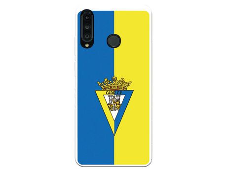 Funda para Huawei P30 Lite del Cádiz Escudo Fondo Bicolor - Licencia Oficial