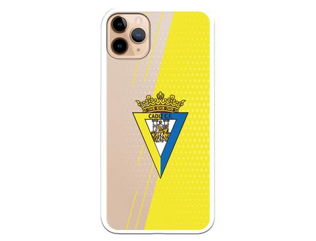 Funda para iPhone 11 Pro Max del Cádiz Fondo Amarillo y Transparente - Licencia Oficial