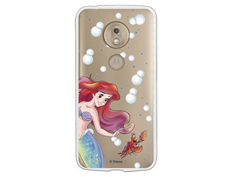 Funda Oficial Disney Sirenita y Sebastian Transparente para Motorola Moto G7 Play - La Sirenita