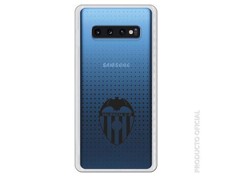 Funda Oficial Valencia Escudo Transparente Negro Trama para Samsung Galaxy S10 Plus