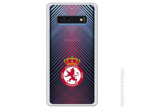 Funda Oficial Cultural y Deportiva Leonesa Escudo trama roja y negra clear para Samsung Galaxy S10 Plus
