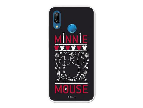 Funda Oficial Disney Minnie, Negro Bordado Huawei P20 Lite