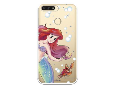 Funda Oficial Disney Sirenita y Sebastian Transparente para Huawei Y6 2018 - La Sirenita