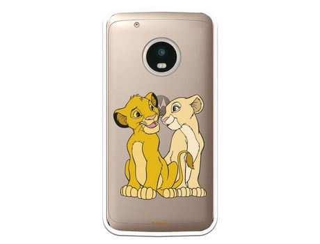 Funda Oficial Disney Simba y Nala transparente para Moto G5 Plus - El Rey León