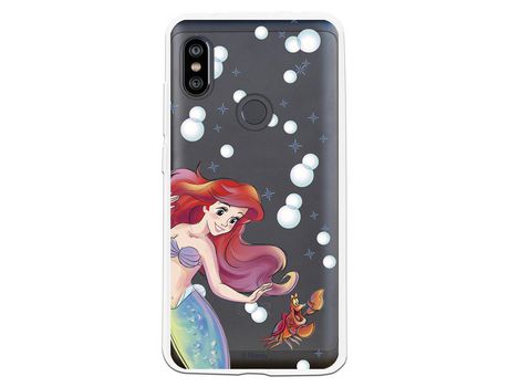 Funda Oficial Disney Sirenita y Sebastian Transparente para Xiaomi Redmi Note 6 - La Sirenita