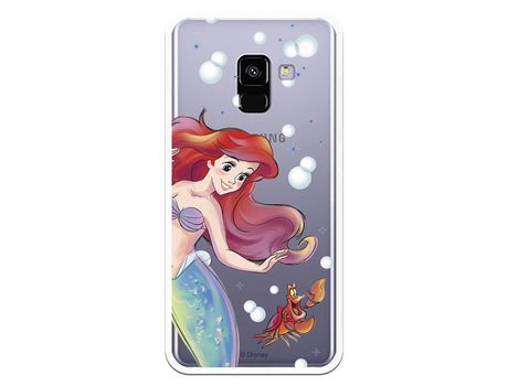 Funda Oficial Disney Sirenita y Sebastian Transparente para Samsung Galaxy A8 2018 - La Sirenita