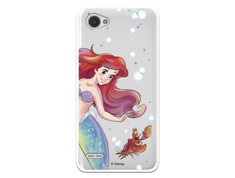 Funda Oficial Disney Sirenita y Sebastian Transparente para Lg Q6 - La Sirenita