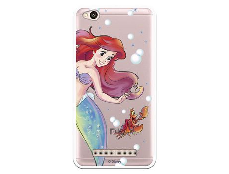 Funda Oficial Disney Sirenita y Sebastian Transparente para Xiaomi Redmi 4A - La Sirenita