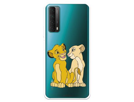 Funda para Huawei P Smart 2021 Oficial de Disney Simba y Nala Silueta - El Rey León