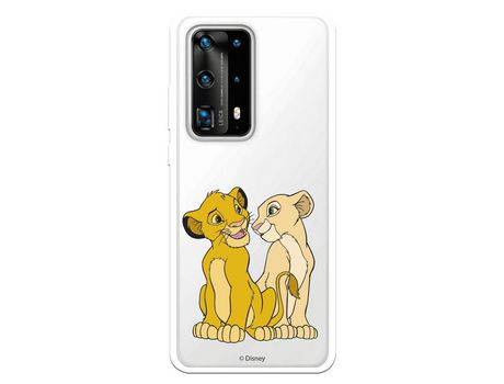 Funda para Huawei P40 Pro Plus Oficial de Disney Simba y Nala Silueta - El Rey León
