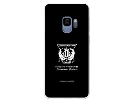 Funda Oficial Leganés escudo blanco sobre fondo negro Samsung Galaxy S9