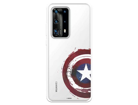 Funda para Huawei P40 Pro Oficial de Marvel Capitan America Escudo Transparente