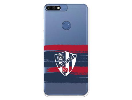 Funda para Huawei Y7 2018 del Huesca Rayas Transparente - Licencia Oficial SD Huesca