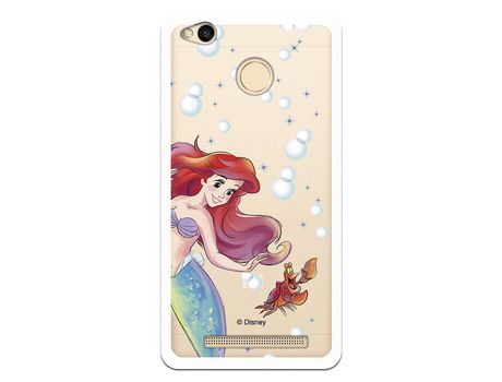 Funda Oficial Disney Sirenita y Sebastian Transparente para Xiaomi Redmi 3 Pro - La Sirenita