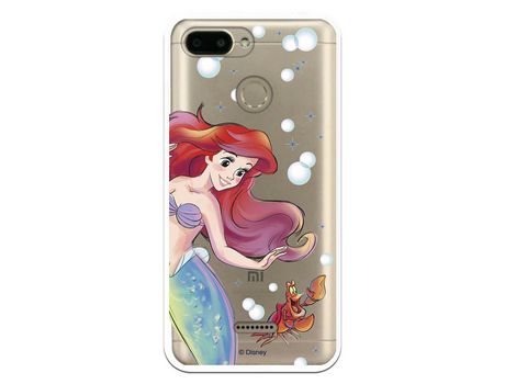 Funda Oficial Disney Sirenita y Sebastian Transparente para Xiaomi Redmi 6 - La Sirenita