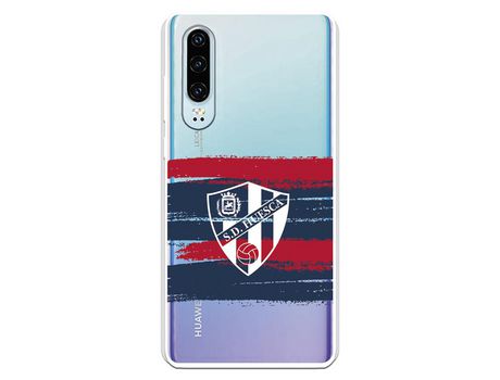 Funda para Huawei P30 del Huesca Rayas Transparente - Licencia Oficial SD Huesca