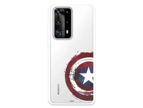 Funda para Huawei P40 Pro Plus Oficial de Marvel Capitan America Escudo Transparente