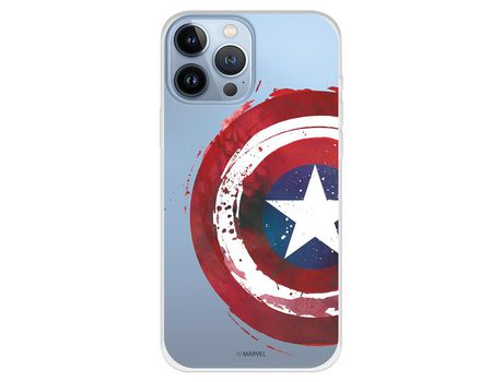 Funda para iPhone 13 Pro Max Oficial de Marvel Capitan America Escudo Transparente