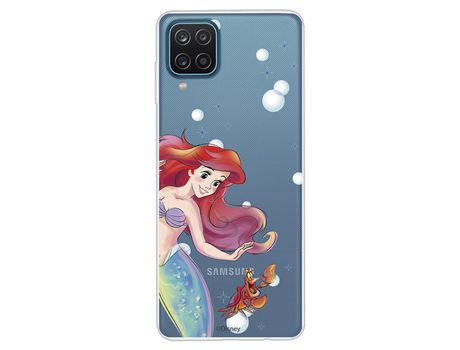 Funda para Samsung Galaxy A12 Oficial de Disney Ariel y Sebastián Burbujas - La Sirenita