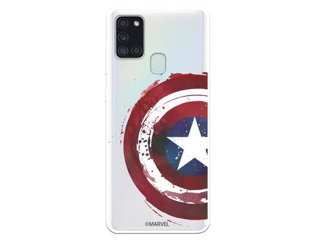 Funda para Samsung Galaxy A21S Oficial de Marvel Capitan America Escudo Transparente