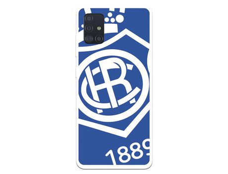 Funda para Samsung Galaxy A51 del Recre Escudo Fondo azul - Licencia Oficial Real Club Recreativo de Huelva