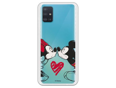 Funda para Samsung Galaxy A51 Oficial de Disney Mickey y Minnie Beso - Clásicos Disney