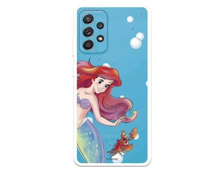 Funda para Samsung Galaxy A52 5G Oficial de Disney Ariel y Sebastián Burbujas - La Sirenita