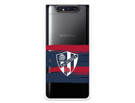 Funda para Samsung Galaxy A80 del Huesca Rayas Transparente - Licencia Oficial SD Huesca
