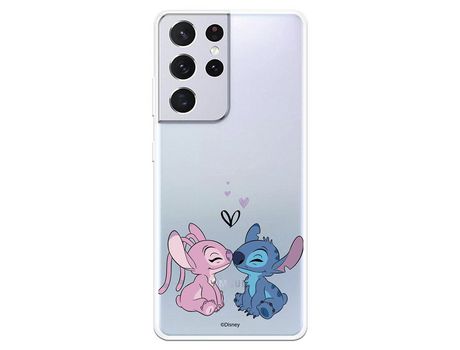 Funda para Samsung Galaxy S21 Ultra Oficial de Disney Angel & Stitch Beso - Lilo & Stitch