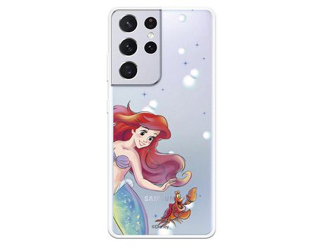 Funda para Samsung Galaxy S21 Ultra Oficial de Disney Ariel y Sebastián Burbujas - La Sirenita