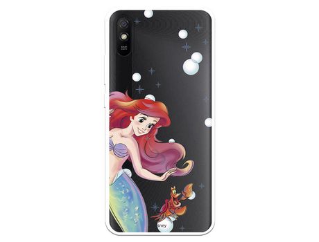 Funda para Xiaomi Redmi 9A Oficial de Disney Ariel y Sebastián Burbujas - La Sirenita