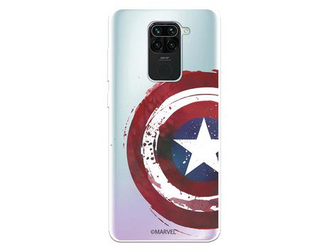 Funda para Xiaomi Redmi Note 9 Oficial de Marvel Capitan America Escudo Transparente