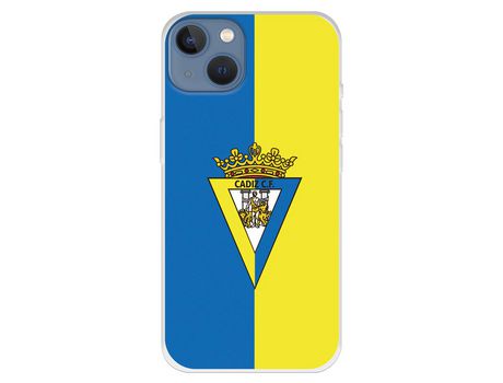 Funda para iPhone 13 del Cádiz Escudo Fondo Bicolor - Licencia Oficial