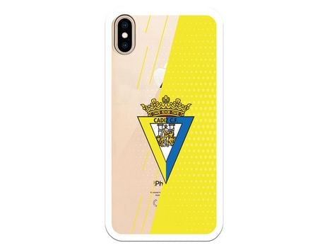 Funda para iPhone XS Max del Cádiz Fondo Amarillo y Transparente - Licencia Oficial