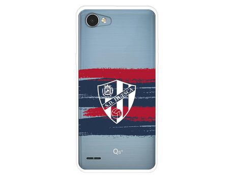 Funda para LG Q6 del Huesca Rayas Transparente - Licencia Oficial SD Huesca
