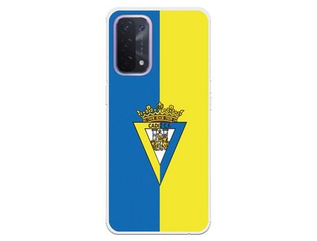 Funda para Oppo A54 5G del Cádiz Escudo Fondo Bicolor - Licencia Oficial