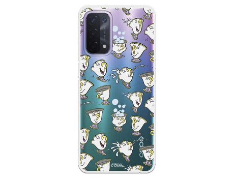 Funda para Oppo A74 5G Oficial da Disney Chip Potts Siluetas La Bella y la Bestia