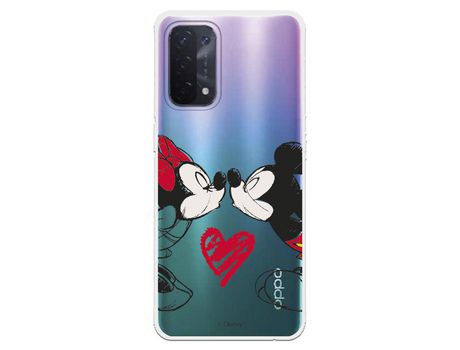 Funda para Oppo A74 5G Oficial de Disney Mickey y Minnie Beso - Clásicos Disney
