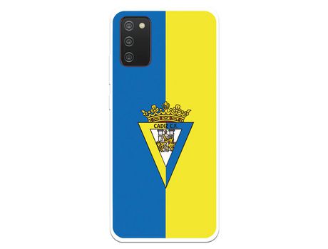 Funda para Samsung Galaxy A02s del Cádiz Escudo Fondo Bicolor - Licencia Oficial