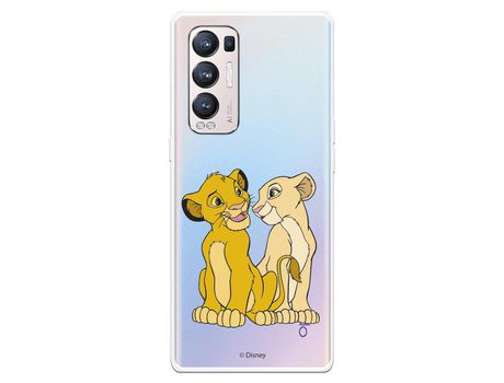 Funda para Oppo Find X3 Neo Oficial de Disney Simba y Nala Silueta - El Rey León