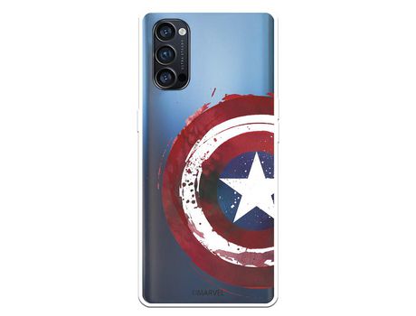 Funda para Oppo Reno 4 Pro Oficial de Marvel Capitan America Escudo Transparente