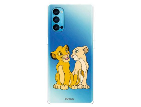 Funda para Oppo Reno 4 Oficial de Disney Simba y Nala Silueta - El Rey León