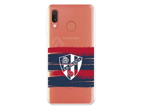 Funda para Samsung Galaxy A20E del Huesca Rayas Transparente - Licencia Oficial SD Huesca