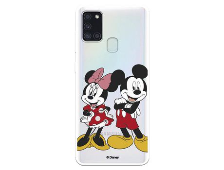 Funda para Samsung Galaxy A21S Oficial de Disney Mickey y Minnie Posando - Clásicos Disney