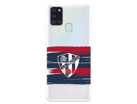 Funda para Samsung Galaxy A21S del Huesca Rayas Transparente - Licencia Oficial SD Huesca