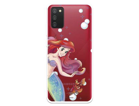 Funda para Samsung Galaxy A02s Oficial de Disney Ariel y Sebastián Burbujas - La Sirenita